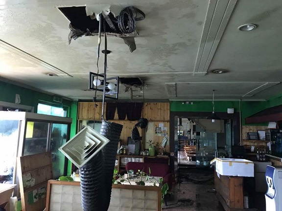 지난 7월 31일 화재가 발생한 생미 식당 내부의 모습.