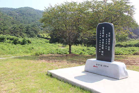 김충수 의병장 순절지에 군청이 세워둔 기념비