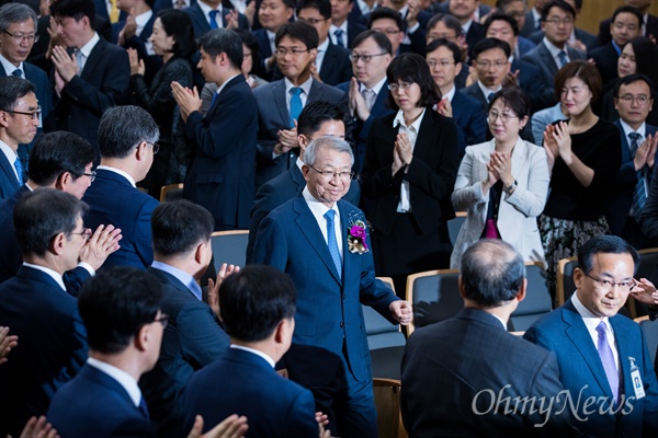 지난해 9월 22일 오전 서울 서초구 대법원에서 양승태 대법원장 퇴임식이 진행되고 있다.  