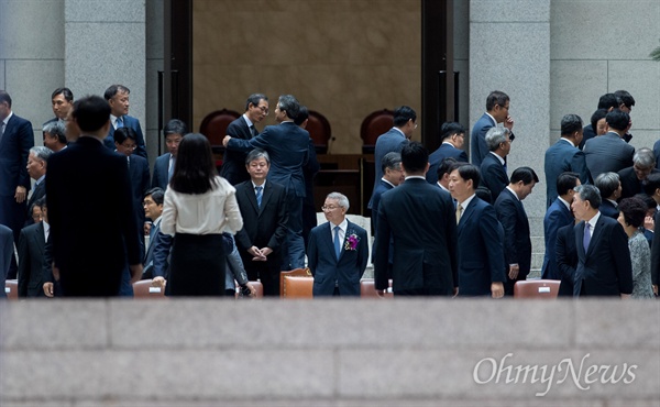 22일 오전 서울 서초구 대법원에서 양승태 대법원장 퇴임식이 진행되고 있다.  