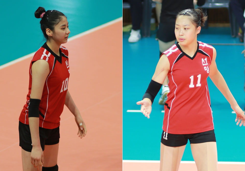  선명여고 박혜민(180cm·왼쪽)과 박은진(188cm) 선수
