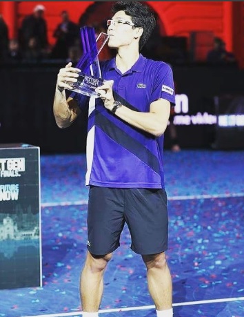  이탈리아 밀라노에서 열린 2017 ATP 넥스트 젠 대회에서 우승을 차지한 정현의 모습 