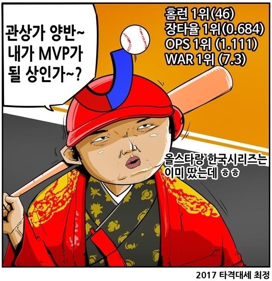  MVP급 활약을 펼친 SK 최정(출처: [KBO 야매카툰] 양현종 웃고 최정 우는 'MVP 관상' 중) 