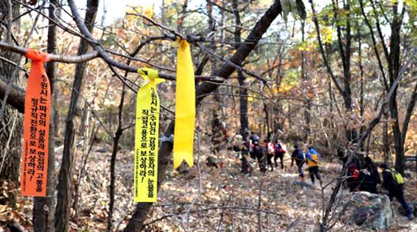  민주일반연맹 일반노동조합 중부경남지부는 25일 정병산에서 등반대회를 열었다.