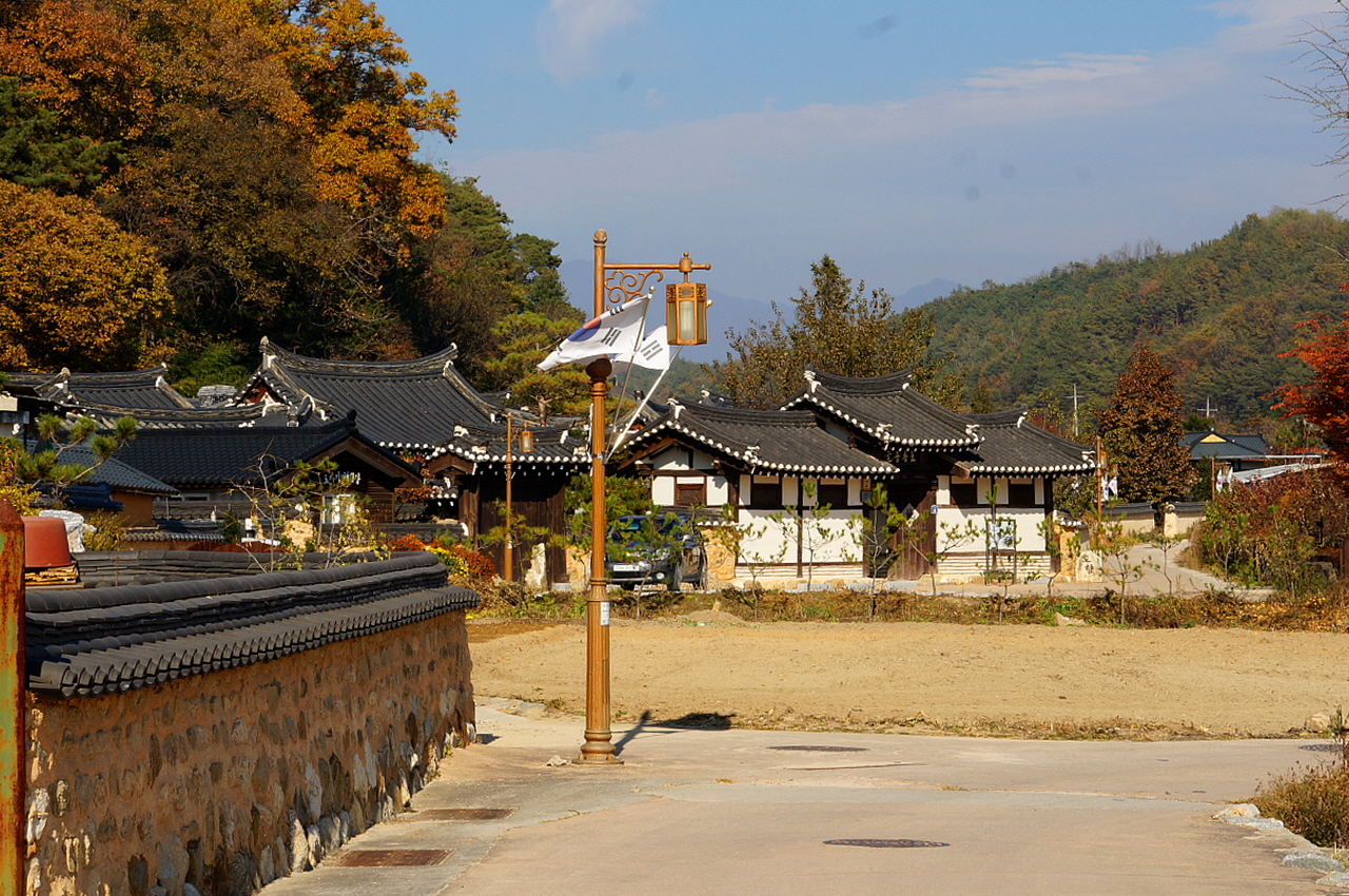 예전에는 솟대가 많이 걸렸다는데 이제 솟대 대신 온 마을에 태극기가 나부낀다. 독립유공자를 많이 배출한 점을 알리고 있다. 