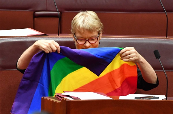 "해냈다" 동성결혼법안 통과 반기는 호주 의원들
