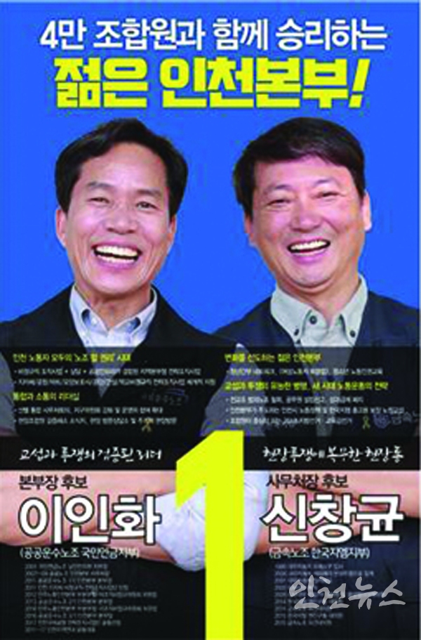  민주노총인천본부 이인화-신창균 후보 당선
