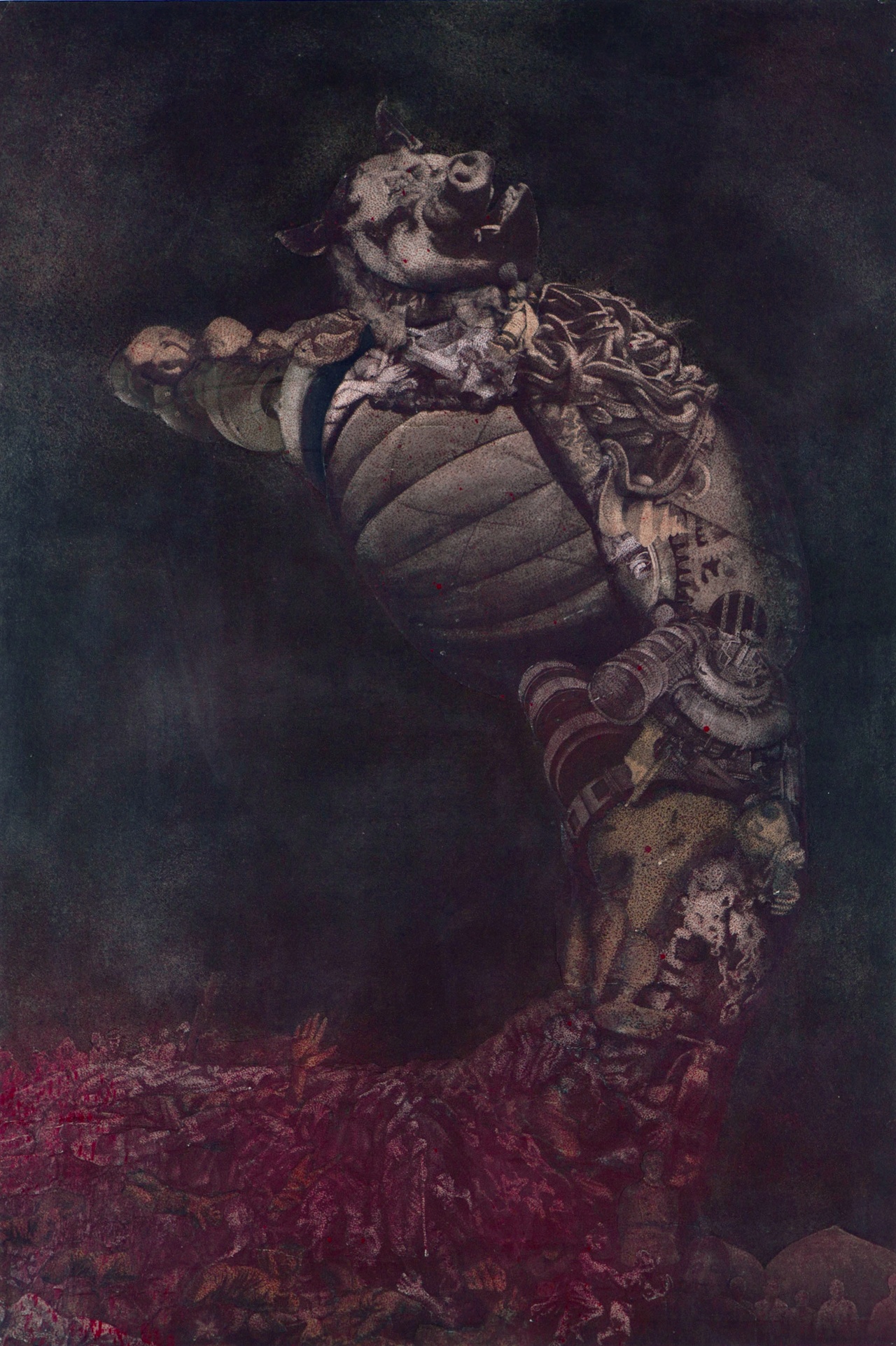 신학철_한국근대사3_collage on paper, painting_50x74 cm_1981