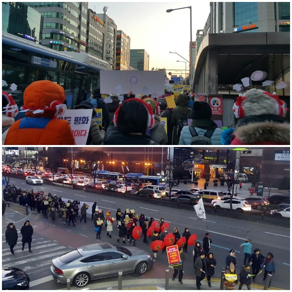  16일 오후 4시 대전 둔산동 타임월드 네거리 부근. 지난달 11일부터 매주 토요일마다 '전쟁반대 평화협정'을 촉구하는 시민대회가 이 날로 6번째를 맞았다.