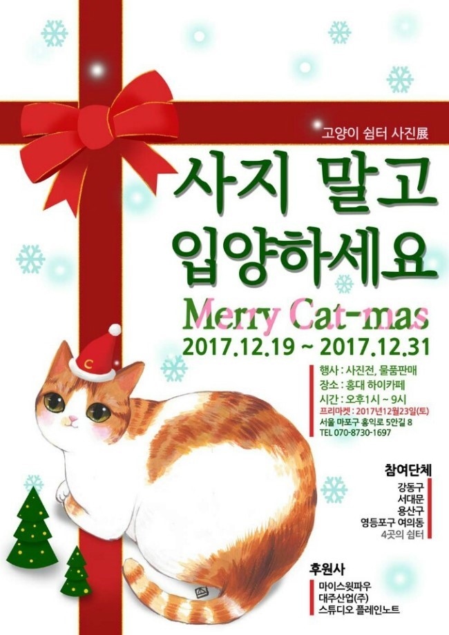  사지 말고 입양하세요. Merry Cat - mas 고양이 쉼터 사진전 홍보 포스터