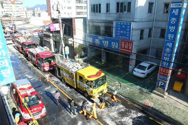  26일 밀양 세종병원 화재 현장.