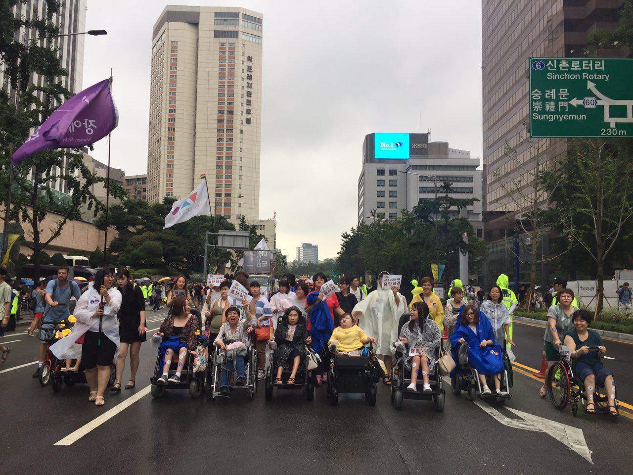 2017년 퀴어퍼레이드에 참여한 장애여성공감 활동가, 회원 