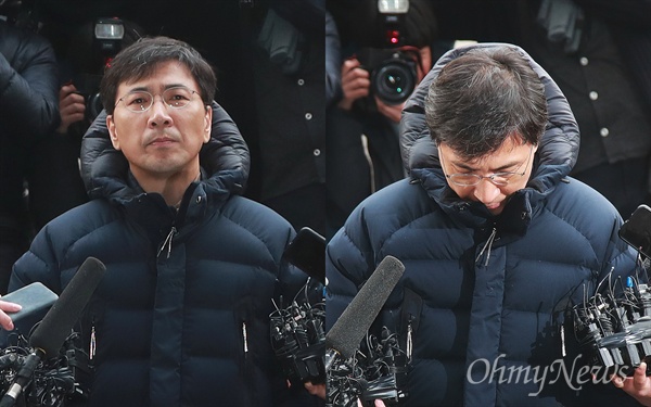 성폭행 의혹을 받고 있는 안희정 전 충남지사가 9일 오후 서울 마포구 서부지검에 자진출석하고 있다.