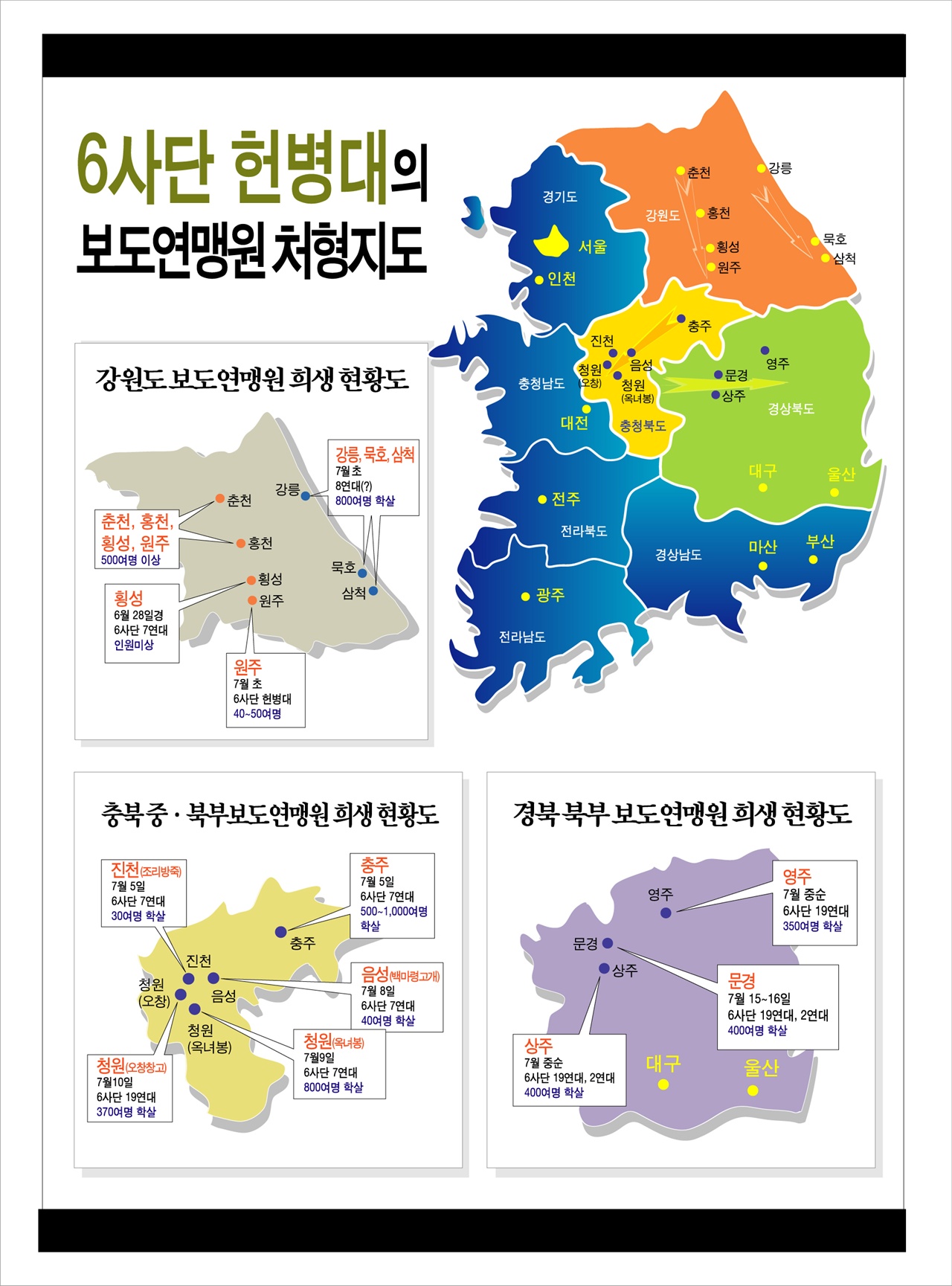 처형지도 6사단 헌병대의 보도연맹원 처형지도