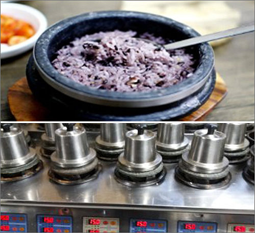 한국도로공사(사장 이강래)가 '휴게소 밥은 맛이 없다'는 편견깨기에 나섰다. 사진은 경부고속도로 죽암휴게서(서울방향)에서 제공하고 있는 돌솥밥과 1인 솥밥 장면.