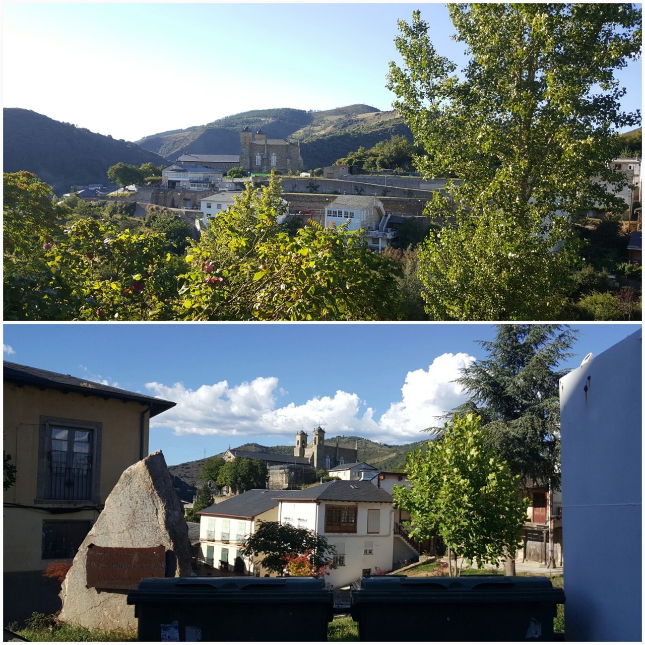 비야프랑카 델 비에르소(Villafranca del Bierzo). 다음날 마을 뒤로 보이는 프라델라 봉(930m)을 넘어야 했다.