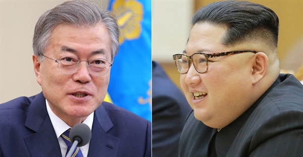 문재인 대통령과 김정은 국무위원장. 