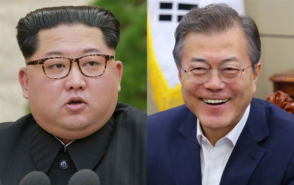 문재인 대통령(오른쪽)과 김정은 국무위원장. 