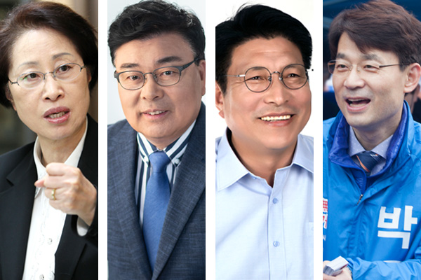 왼쪽부터 인천시교육감 예비후보인 최순자, 고승의, 도성훈, 박융수.