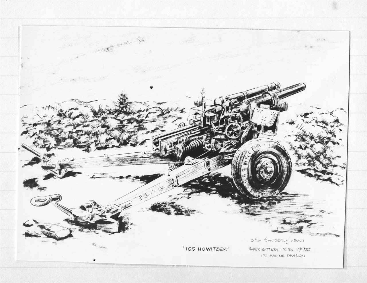 1951. 2. 13. Artist : F.A. Snoderly 제목: ‘105mm Howitzer(곡사포)’