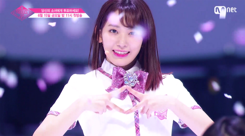  엠넷의 한일 합작 프로젝트 '프로듀스 48'의 센터로 선택된 AKB48 멤버 미야와키 사쿠라 (방송화면 캡쳐)