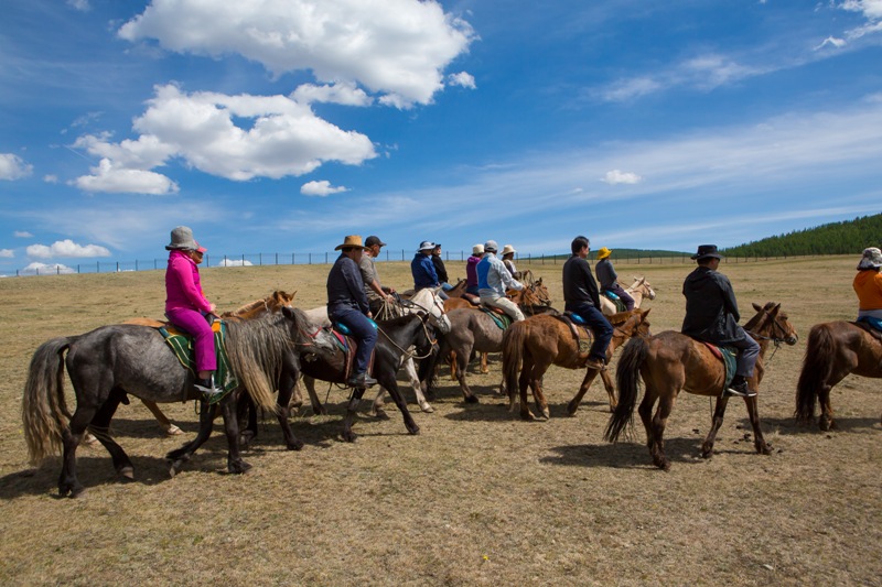 몽골 관광지에서는 말에 오른 관광객들을 자주 보게 된다.
