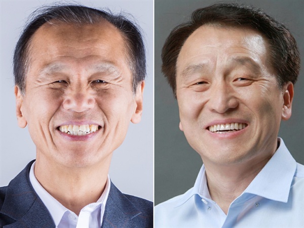 6.13지방선거에 출마한 더불어민주당 최문순 후보(왼쪽) 와 자유한국당 정창수 후보