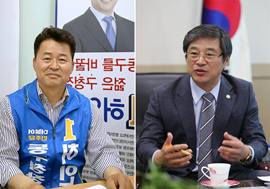 더불어민주당 허인환 후보(왼쪽)와 자유한국당 이흥수 현 동구청장(오른쪽)