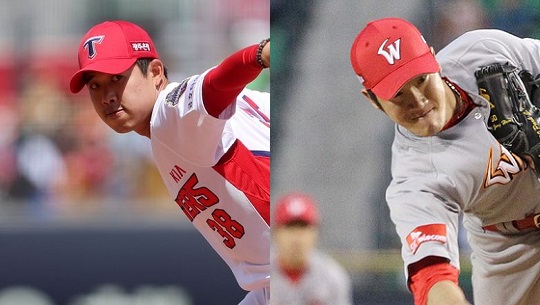  18일 광주 경기에서 선발 맞대결을 펼친 KIA 임기영과 SK 박종훈 (사진 출처 : KIA 타이거즈/SK 와이번스)
