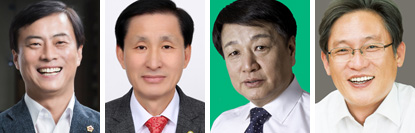 사진 왼쪽부터 민주당 이강호, 한국당 김석우, 바른미래당 이화복, 정의당 배진교.