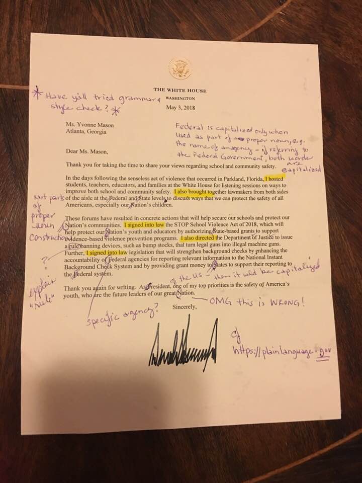 첨삭한 도널드 트럼프 대통령의 편지