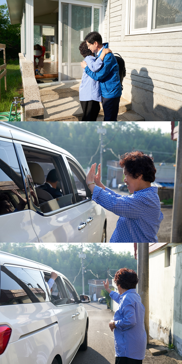 더불어민주당 김경수 경남지사 후보가 6월 2일 아침 진주 정촌면에 있는 어머니 집에서 나서고 있다.