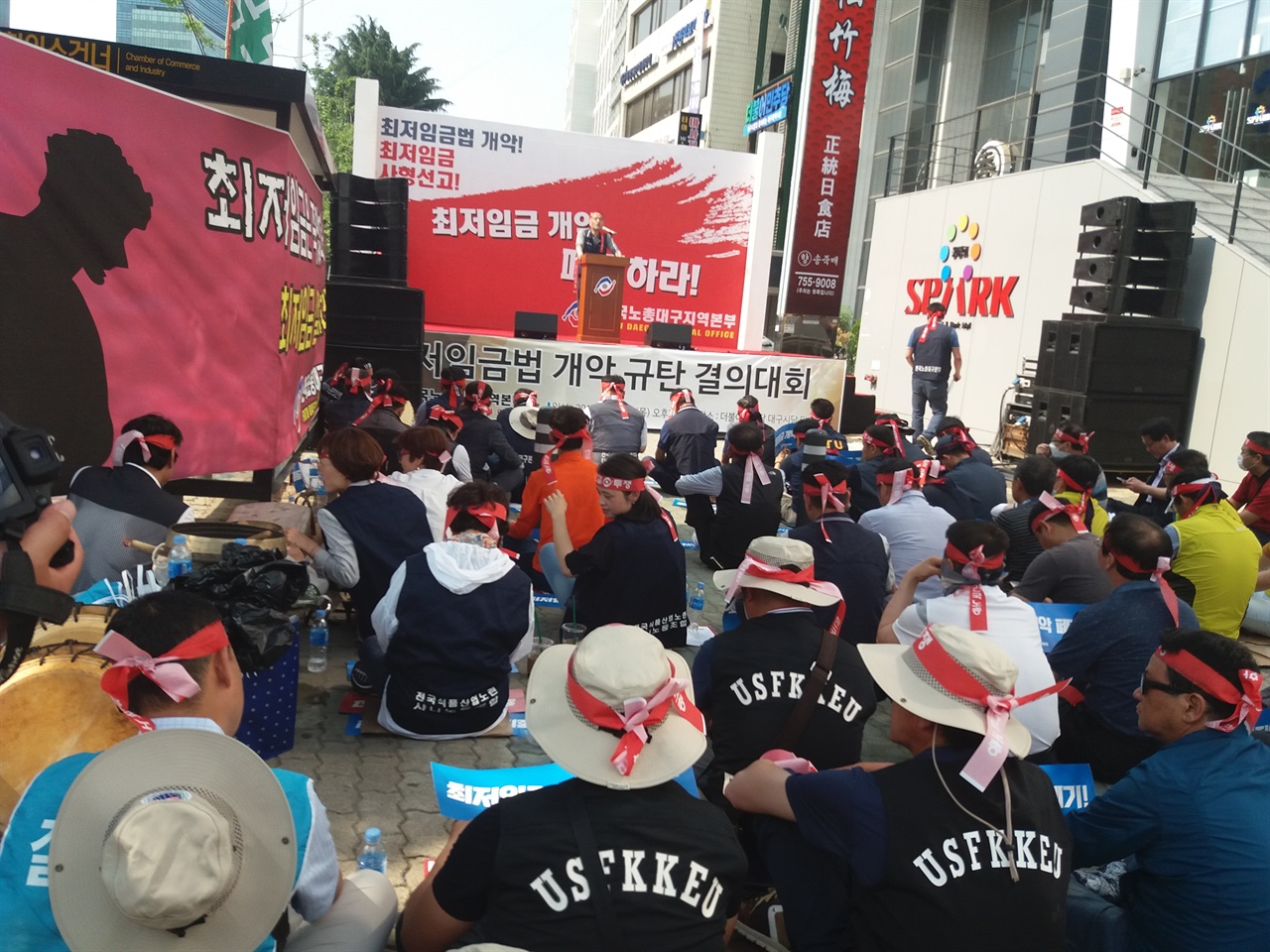 항의서한 낭독   정병화 수석 부의장이 "최저임금 산입법을 대통령이 거부할 것을 촉구했으나 
끝내 국무회의에  통과됐다, 며 정부는 야당과 졸속합의로 통과시켜 청년. 여성. 비정규직 등 사회갈등을 증폭시켰기에 노동존중을 폐기한 걸로 의심받고 있다" 고 강하게 질타했다.