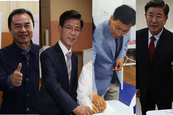 사전투표가 실시된 첫 날인 8일, 강릉시장 후보들이 일제히 투표장을 찾아 소중한 한표를 행사했다.