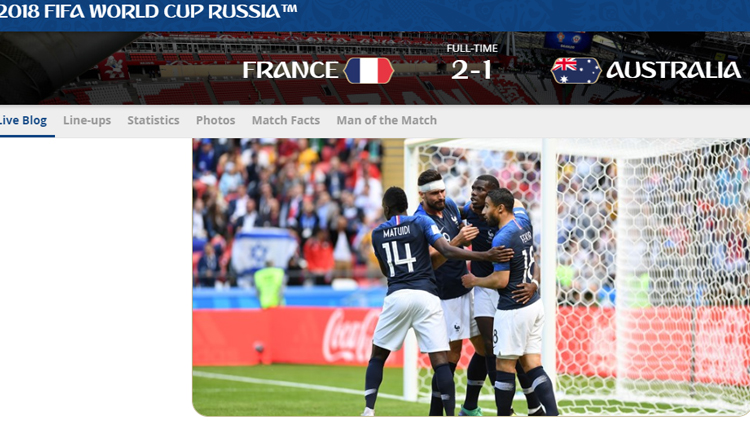 프랑스 프랑스가 2018 러시아월드컵 호주전에서 진땀승을 거뒀다. 