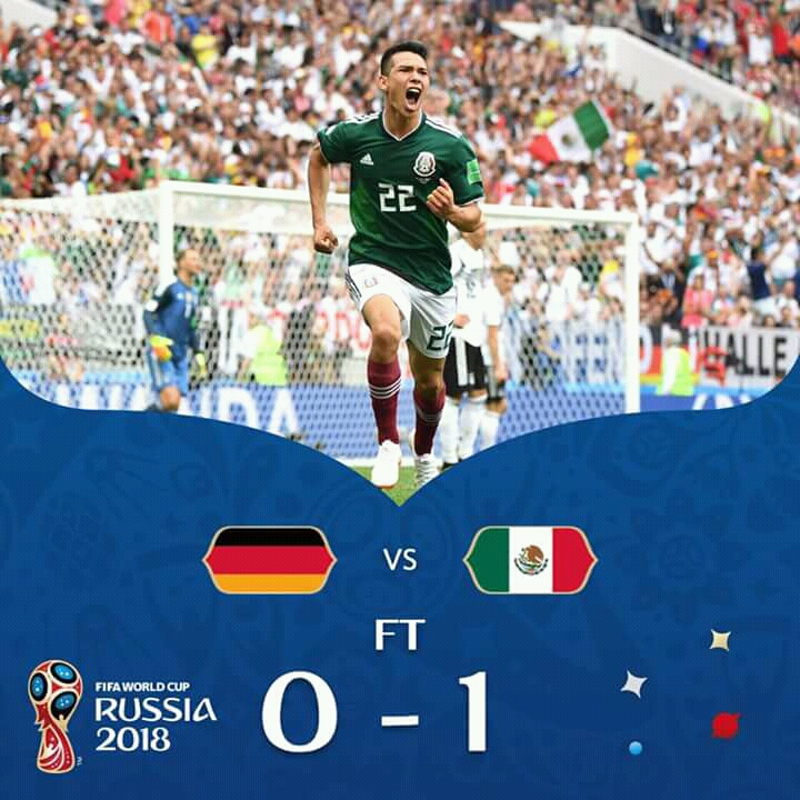  멕시코가 독일을 1대0으로 승리를 거두었다.