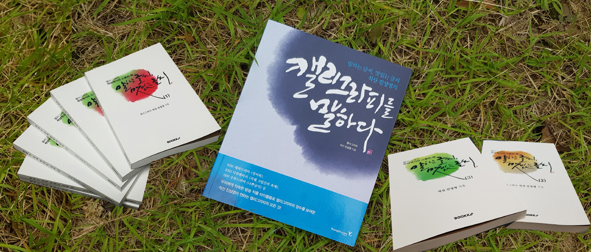 진성영 작가가 펴낸 캘리그래피 관련 책들. 그동안 서울에서 활동했던 진 작가는 지난해 고향 진도로 돌아와 살고 있다.