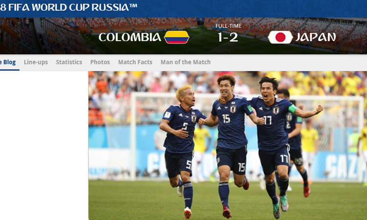 일본-콜롬비아 스시타카를 추구한 일본이 오사코 유야의 결승골로 콜롬비아를 물리쳤다.