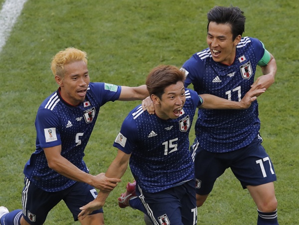 2018 러시아 월드컵 H조 일본과 콜롬비아의 경기 장면. 이날 일본은 2-1로 콜롬비아를 꺾고 1승을 올렸다. 