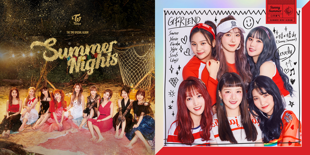  트와이스의 < Summer Nights >, 여자친구의 < Sunny Summer > 음반 표지