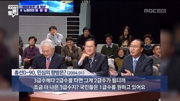  25일 방송된 MBC '100분 토론'이 고 노회찬 의원을 추모했다.