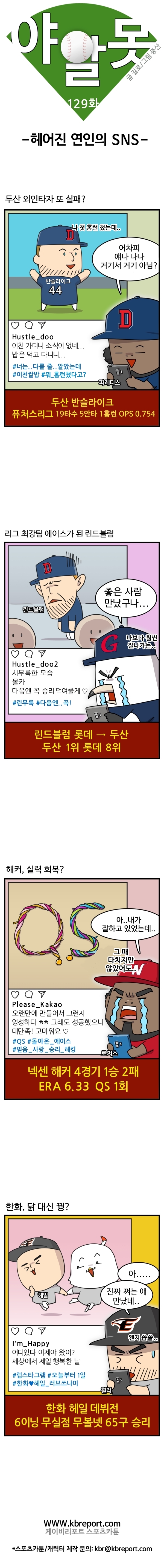  [프로야구 카툰] 야알못 129화: '희비교차' 외국인 선수 교체