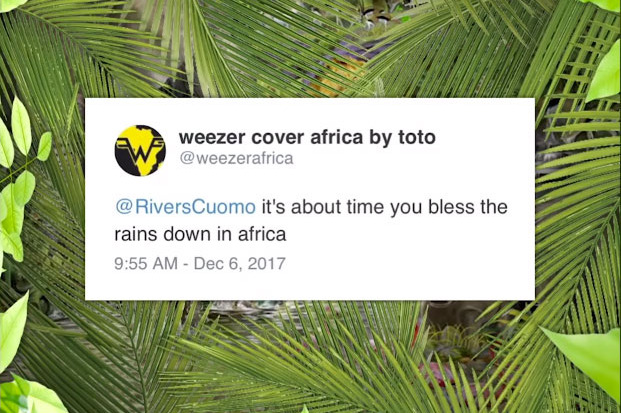  토토의 ‘Africa’를 커버한 위저의 싱글 커버. 소녀 팬의 트윗을 활용했다. 