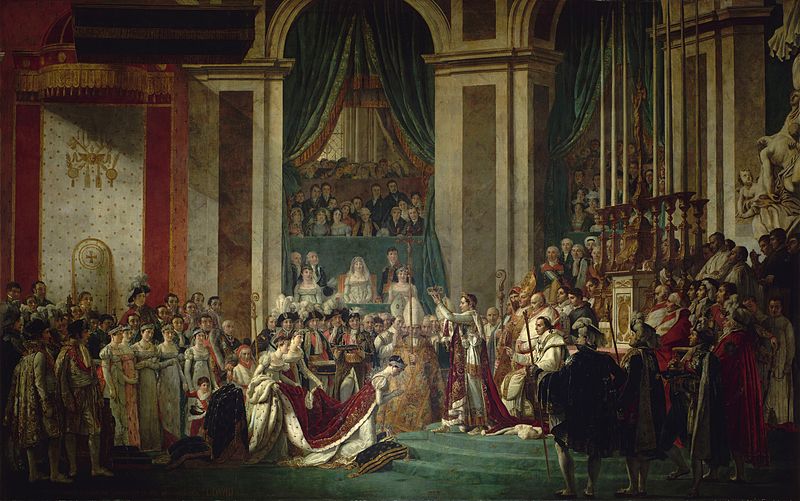 왼쪽에 나란히 서 있는 다섯 여자 가운데 두 번째 여자 곧 나폴레옹 여동생 중의 하나인 폴린의 옷 색깔이 다르다. 루브르박물관의 것은 옅은 청회색인데, 베르사유의 것은 옅은 핑크빛이다