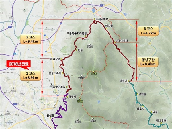  ▲ 치악산 둘레길 노선도.