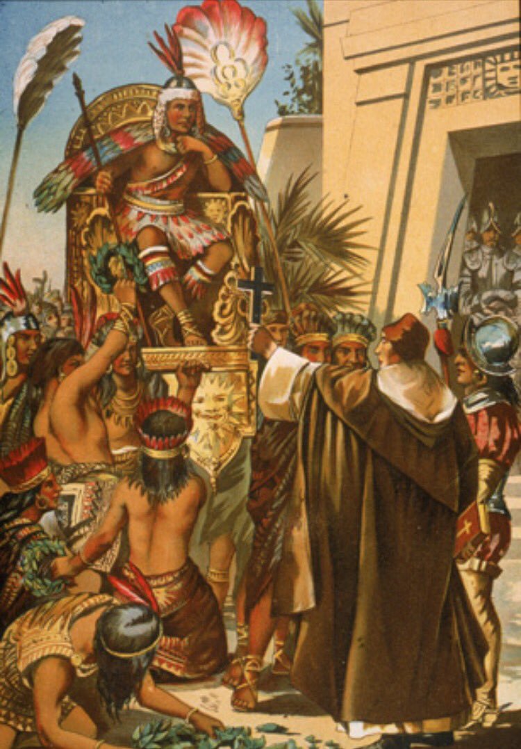  잉카제국의 황제와 스페인의 정복자의 첫 만남
