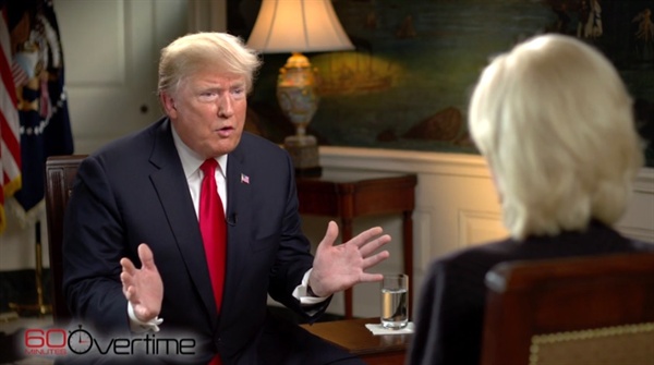 미국 CBS방송 시사프로그램 '60분'의 도널드 트럼프 미국 대통령 인터뷰 갈무리.