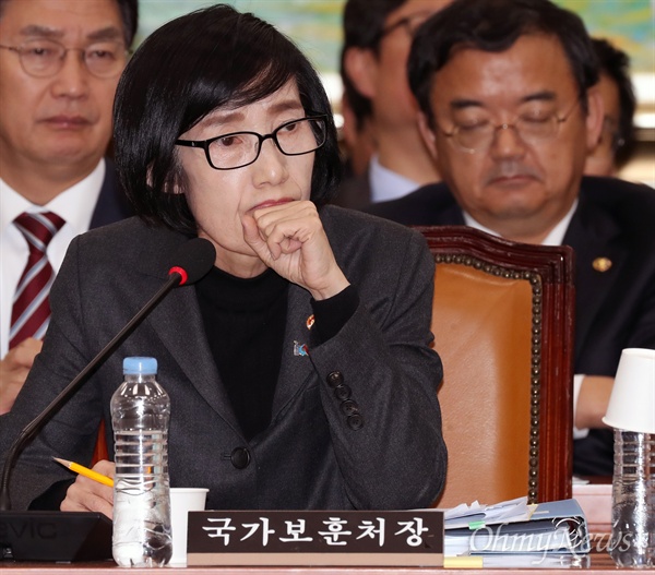 피우진 국가보훈처장. 사진은 지난 10월 25일 서울 여의도 국회에서 열린 정무위원회 국정감사에 출석해 의원들의 질의에 답변하고 있는 모습. 