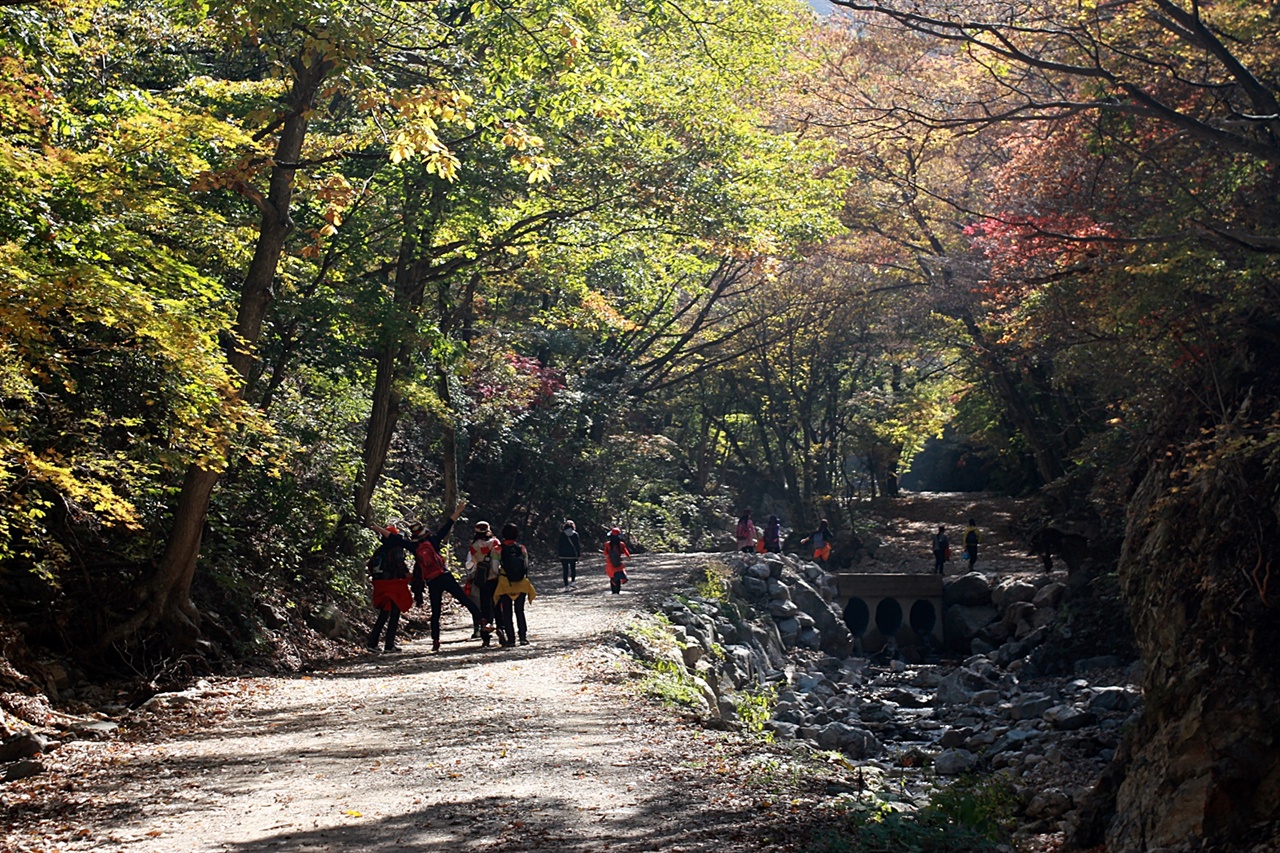 경주 동대봉산 무장봉 가는 길에 등산객들이 인생 샷을 찍는 모습