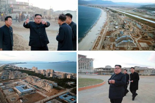 <로동신문>은 1일 김정은 국무위원장이 원산갈마해안관광지구 현장을 현지지도했다고 보도했다.